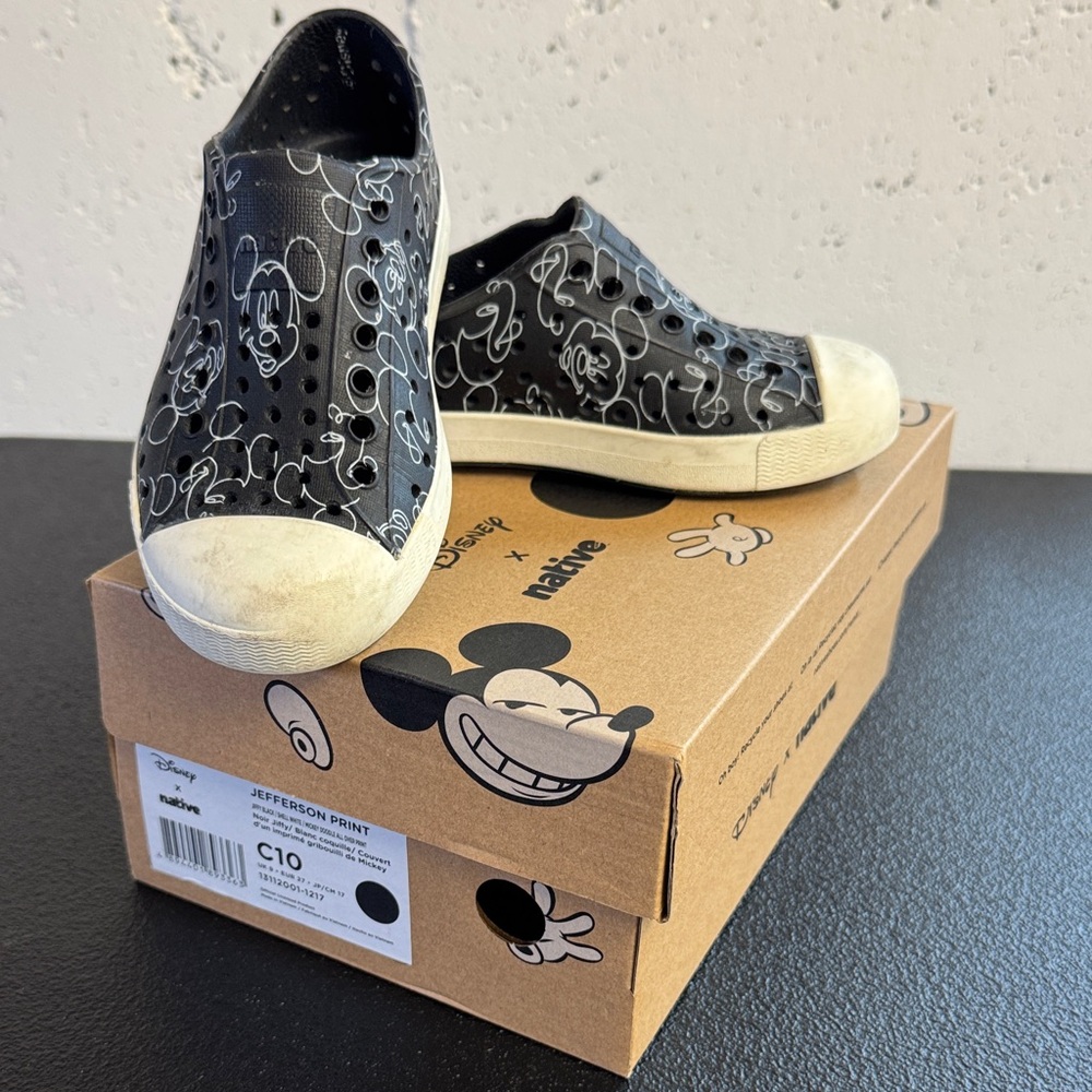Native Shoes Kids Black and White Mickey Sneakers